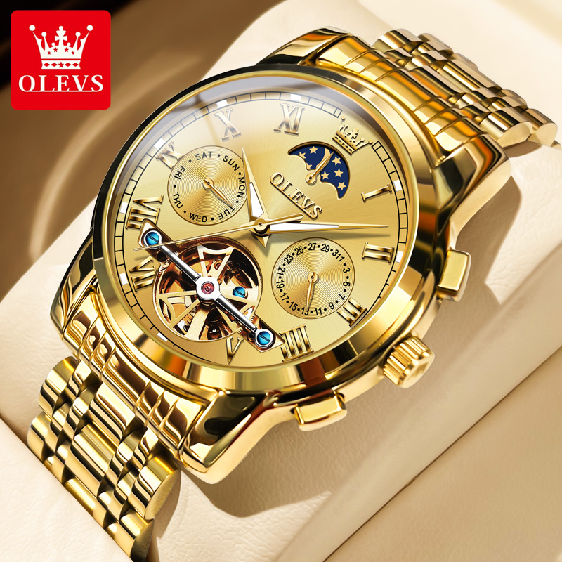 Leather Classic Strap - OLEVS 6617 남성용 클래식 기계식 시계